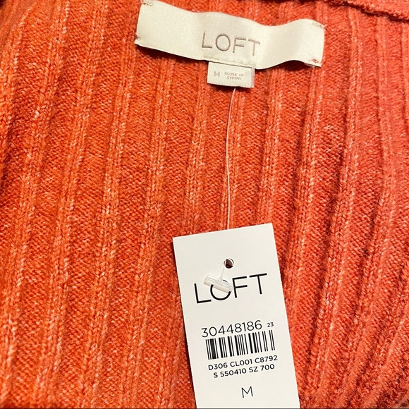 LOFT Ribbed Red NWT Cardigan Size M - Picture 8 of 9
